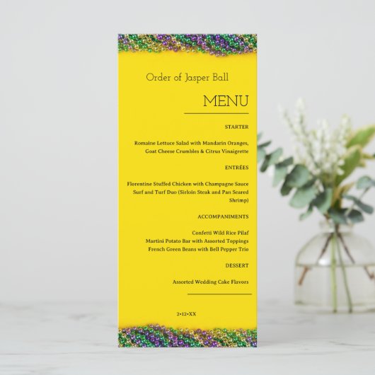 Menu Mardi Gras (Staand voorkant)