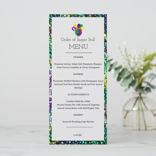 Menu Mardi Gras (Staand voorkant)