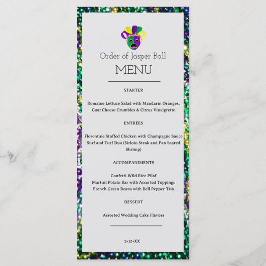 Menu Mardi Gras (Voorkant)