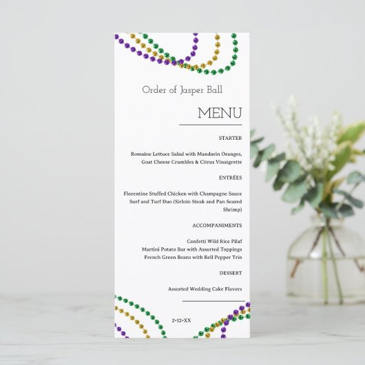 Menu Mardi Gras (Staand voorkant)