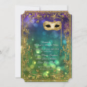 Menu Mardi Gras Masquerade Bokeh Gold Glitter Kaart (Voorkant)