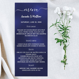 Menu marineblauw wit bruiloft
