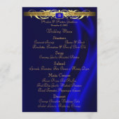 Menu Marquis Blue Silk Gold Scroll Weddenschap (Voorkant)