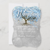 Menu Mason Jar Blue Heart Leaf Tree Waterverf Kaart (Voorkant)