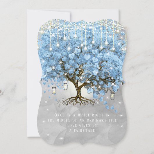 Menu Mason Jar Blue Heart Leaf Tree Waterverf Kaart (Achterkant)