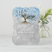Menu Mason Jar Blue Heart Leaf Tree Waterverf Kaart (Staand voorkant)