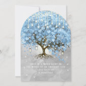 Menu Mason Jar Blue Heart Leaf Tree Waterverf Kaart (Achterkant)