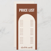 Menu Matig Minimale Terracotta Arch Price List (Voorkant / Achterkant)