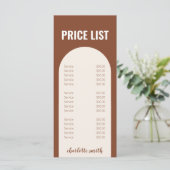 Menu Matig Minimale Terracotta Arch Price List (Staand voorkant)