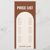 Menu Matig Minimale Terracotta Arch Price List (Voorkant)