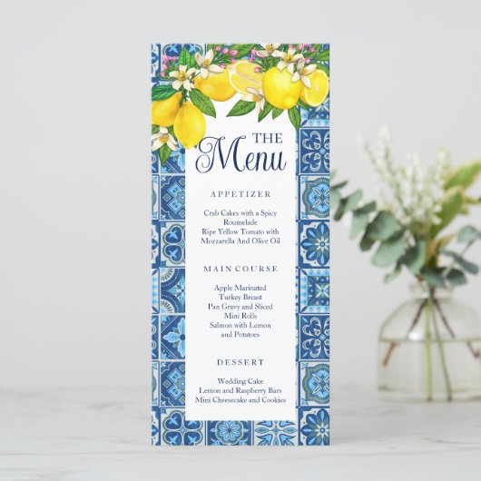 Menu Mediterrane Tegel en Lemons (Staand voorkant)