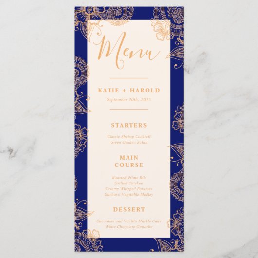 Menu Mehndi Wedding Dinner (Voorkant)