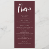 Menu Merlot Modern Minimalist Wedding (Voorkant)