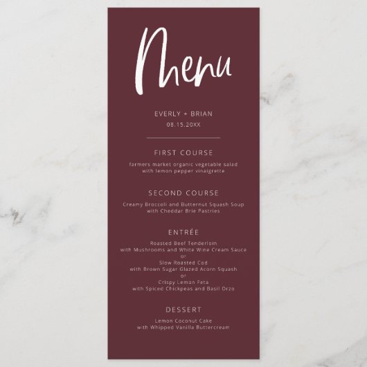 Menu Merlot Modern Minimalist Wedding (Voorkant)