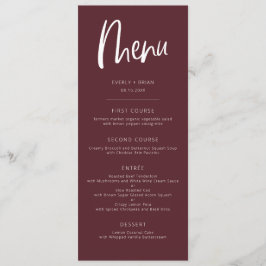 Menu Merlot Modern Minimalist Wedding