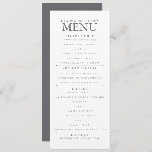 Menu met 4 x 9 inch papaverzaad (Voorkant / Achterkant)