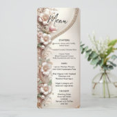 Menu met bloem- en parelversieringen (Staand voorkant)