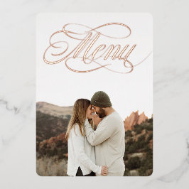 Menu met foto echte folie uitnodiging vooraanzicht