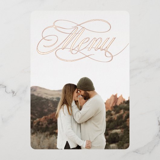 Menu met foto echte folie uitnodiging vooraanzicht (Voorkant)