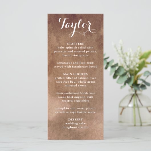 Menu met gastnaam, Earth Tones Waterverf Menu (Staand voorkant)