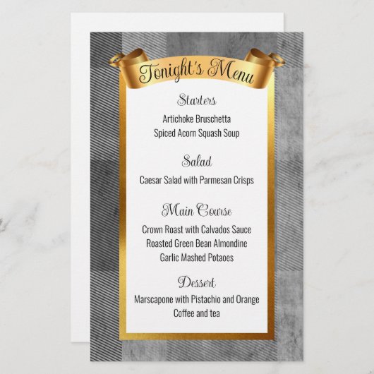 menu met kerstfeestdagen voor goudcatering (Voorkant / Achterkant)