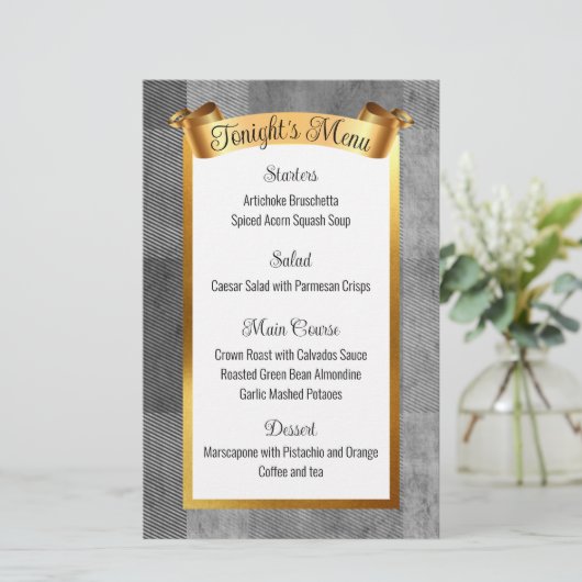 menu met kerstfeestdagen voor goudcatering (Staand voorkant)