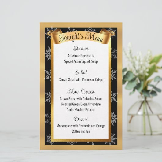 menu met kerstfeestdagen voor goudcatering (Staand voorkant)