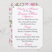 MENU met roze/zwarte WEDDING Kaart (Voorkant / Achterkant)