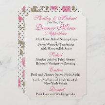 MENU met roze/zwarte WEDDING