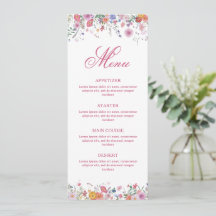 Menu met verse wilde bloemen