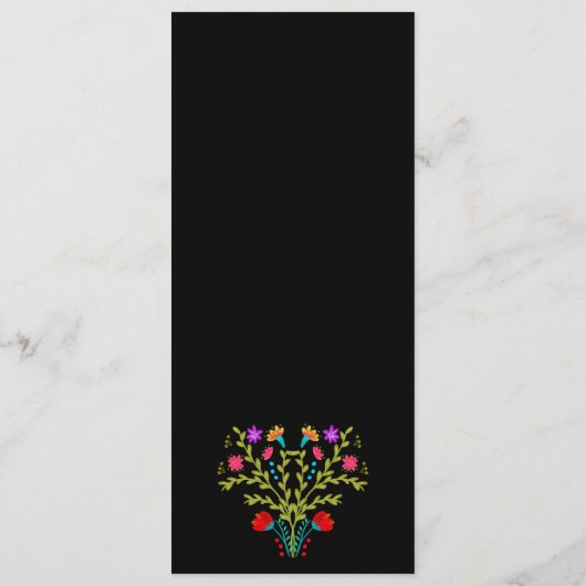 Menu Mexicaanse finan Floral Black Wedding (Achterkant)