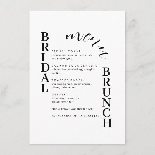 Menu Minimale tekstbridale Brunch (Voorkant)