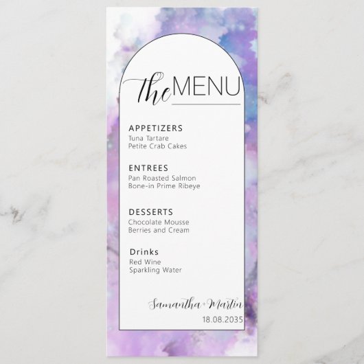 Menu Minimale Waterverf-scriptweduwen (Voorkant)