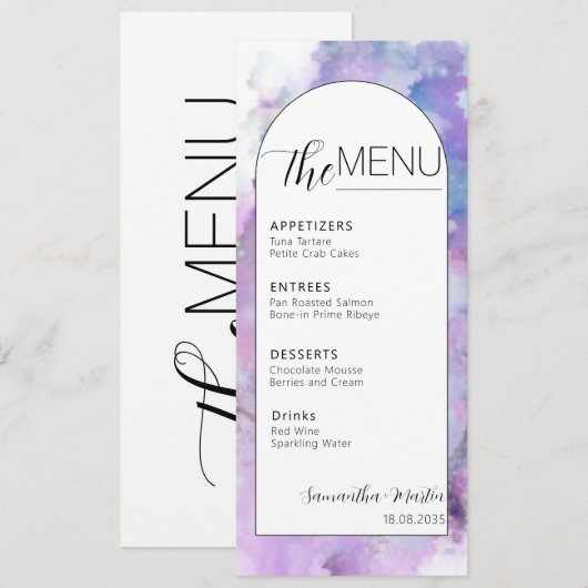 Menu Minimale Waterverf-scriptweduwen (Voorkant / Achterkant)