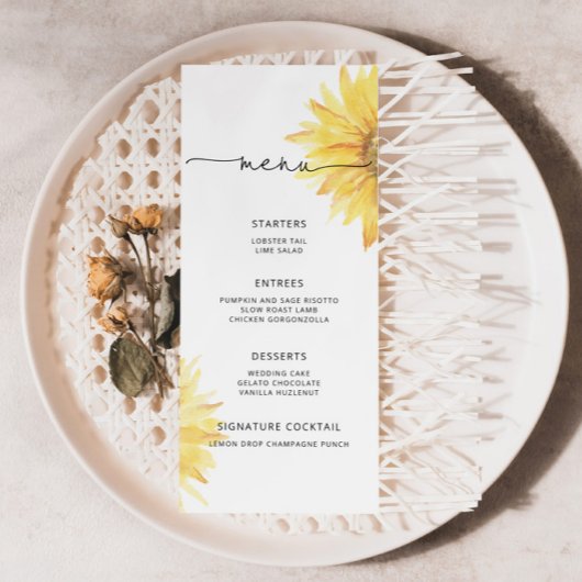 menu Minimaliseringsmenu waterverf elegant zonnebl