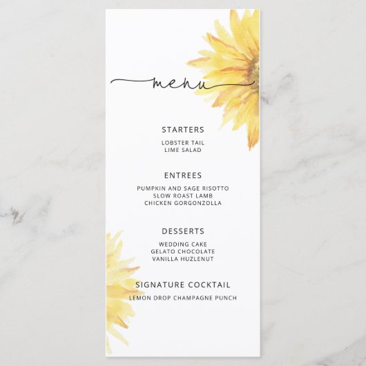 menu Minimaliseringsmenu waterverf elegant zonnebl (Voorkant)