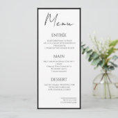 Menú Minimalista Bordes Negros Boda Elegante Menu (Staand voorkant)