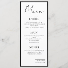 Menú Minimalista Bordes Negros Boda Elegante Menu