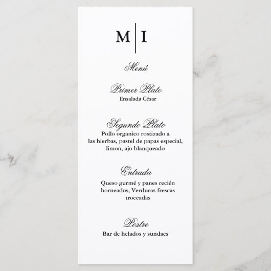 Menu minimalista para cualquier evento (Voorkant)