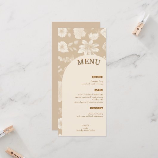 Menu Minimalistisch huwelijk (Voorkant / Achterkant in situ)