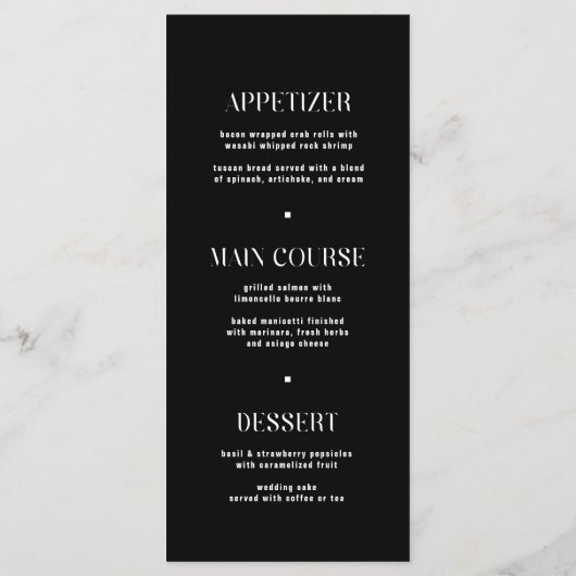 Menu Minimalistisch zwart huwelijk van Classy (Achterkant)