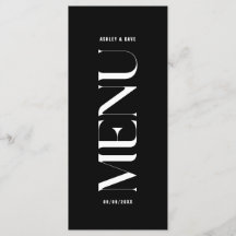 Menu Minimalistisch zwart huwelijk van Classy