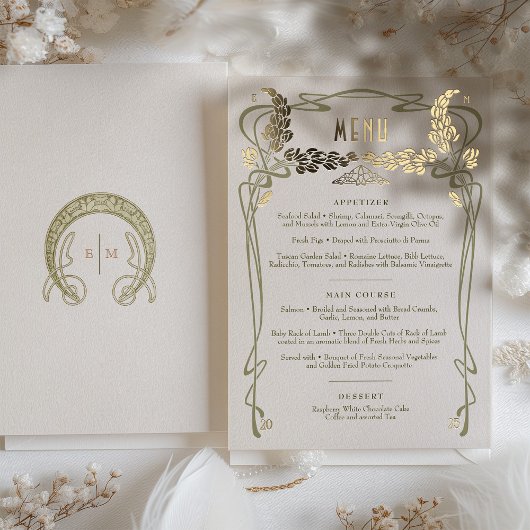  menu Minimalistische Art Nouveau Folie Uitnodiging