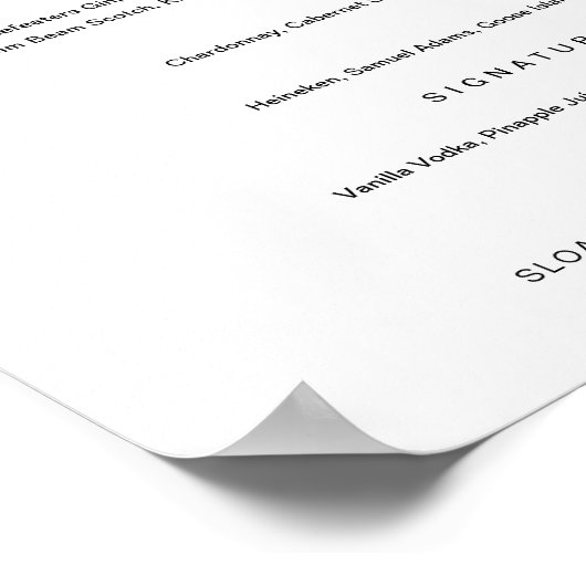 Menu Minimalistische bruiloft 8x10 Poster (Hoek)