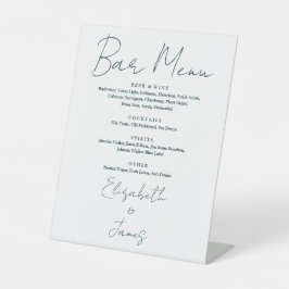 Menu Minimalistische Emerald Green Script Bar Reclamebord Met Voetstuk