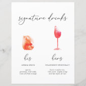 Menu Minimalistische Waterverf Signature Drinken (Voorkant)