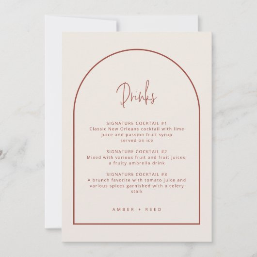 Menu Minimum Script-Cream & Terracotta-Drinken (Voorkant)