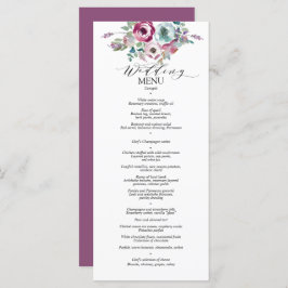 Menu Mint & Mauve Floral Waterverf Wedding