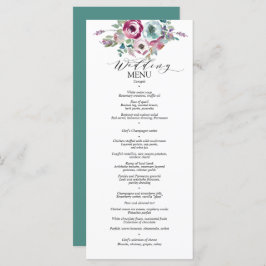 Menu Mint & Mauve Floral Waterverf Wedding
