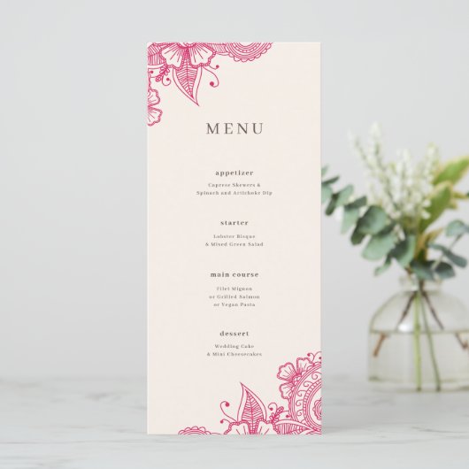 Menu Mod Mehandi Weddenschap (Staand voorkant)